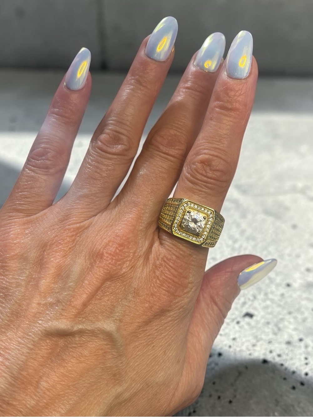 Gold Vermeil 925 Silver Halo CZ Cocktail Ring Size 9.5 Unisex